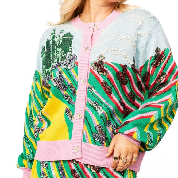 NWT Queen of Sparkles Licensed Yellow Brick Road to Oz Button Up Cardigan - Picture 2 of 10